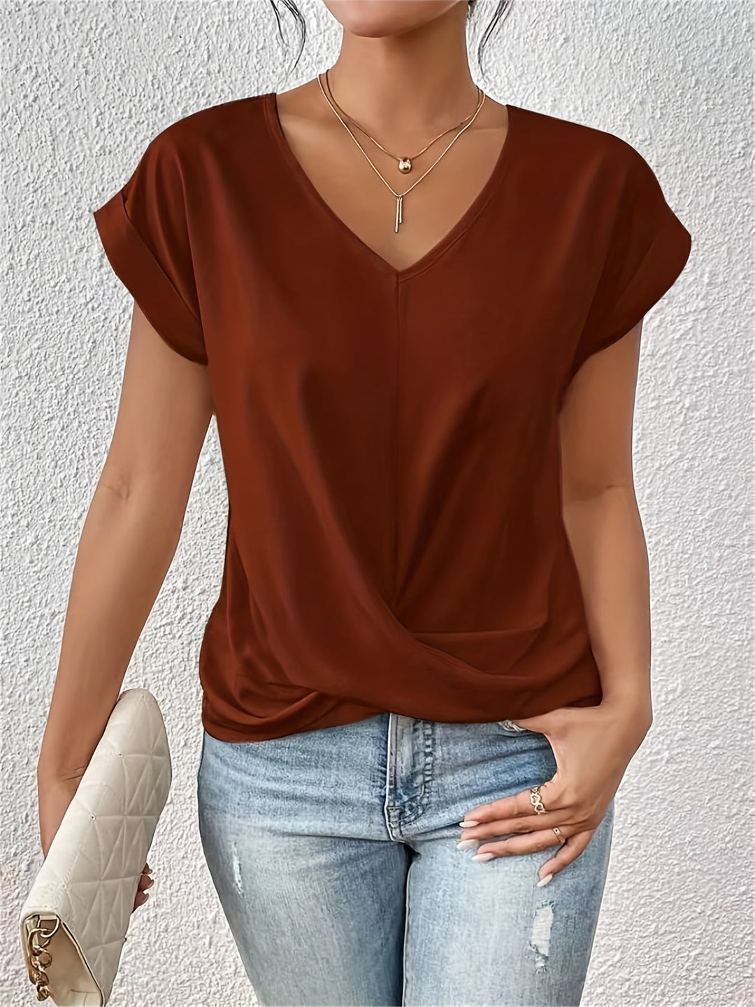 Eloise | Stylish Twist-Front V-Neck Top
